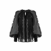 3D pleated silk blouse
